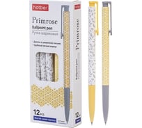 Шариковая ручка Hatber автоматическая Primrose/Примроуз Синяя 0.7мм чернила на масляной основе Ассорти 12шт. в картонной коробке, 12шт. 078444