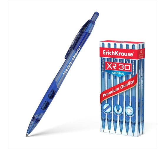 Автоматическая шариковая ручка ErichKrause XR-30 Matic&Grip Original, цвет чернил синий, 12 шт. в упаковке 17721 1