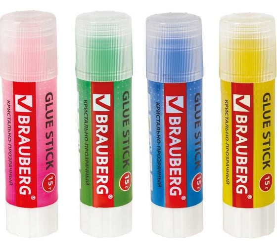 Клей-карандаш BRAUBERG color crystal, 15 г, 20 шт., прозрачный 880112