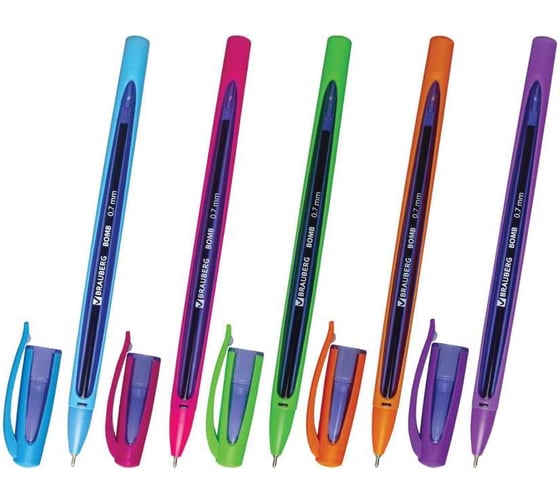 Шариковая ручка BRAUBERG bomb gt color, 36 шт., ассорти, узел 0.7 мм, линия письма 0.35 мм 880160