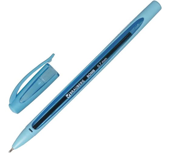 Шариковая ручка BRAUBERG bomb gt pastel, синяя, 36 штук, прорезиненный корпус, узел 0.7 мм, линия письма 0.35 мм 880412