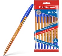 Набор ErichKrause из 8 ручек шариковых R-301 Янтарь 0,7, цвет чернил синий 56611