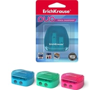 Пластиковая точилка ErichKrause Duo, двойная, с контейнером, ассорти 37394