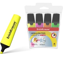 Набор ErichKrause из 4 маркеров для выделения текста VisioLine® V-12 Неон, цвет чернил: желтый, зеленый, розовый, оранжевый 32504