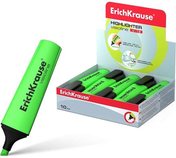 Текстмаркер ErichKrause Visioline V-12 Neon, цвет чернил зеленый 32497 1