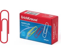 Скрепки ErichKrause металлические с виниловым покрытием Классика, 33 мм, ассорти 24872