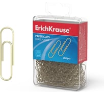 Скрепки ErichKrause металлические, омедненные, 28 мм, в пластиковой коробке по 200 шт. 19739