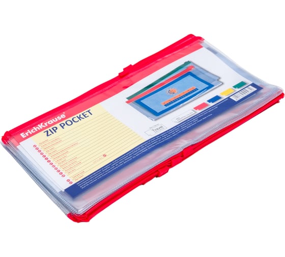 Zip-пакет ErichKrause PVC Zip Pocket, Travel, пластиковый, прозрачный, 12 шт. в упаковке 4563