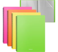 Папка ErichKrause файловая пластиковая на спирали текстура Песок Неон, с 40 прозрачными карманами, A4, ассорти 49954