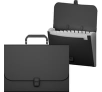 Портфель ErichKrause пластиковый текстура Песок Классика, с 13 отделениями, A4, черный 50437