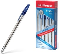 Гелевая ручка ErichKrause R-301 Gel Stick Classic 0.5, цвет чернил синий, 12 шт. в упаковке 53346