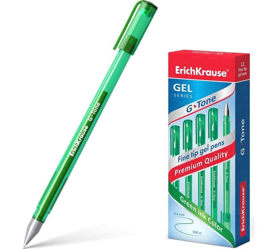 Гелевая ручка ErichKrause G-Tone Stick Original, цвет чернил зеленый, 12 шт. в упаковке 39016