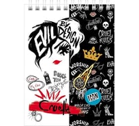 Блокнот Hatber Круэлла DISNEY 40 л, А6, клетка, обложка мелованный картон, УФ-лак, 96 шт в упаковке 077203