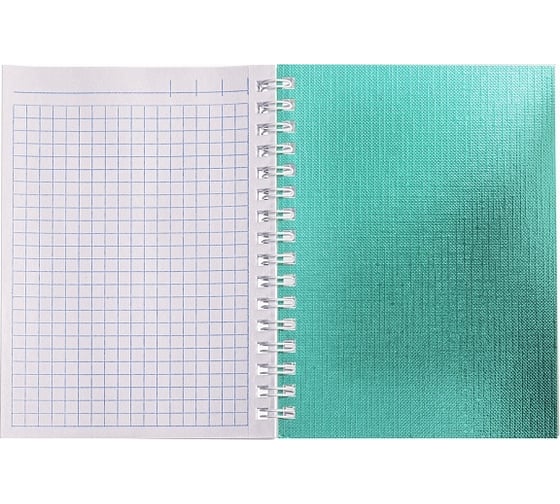 Записная книжка Hatber 80л А6 клетка Бумвинил METALLIC МЯТА, 120шт. 066838