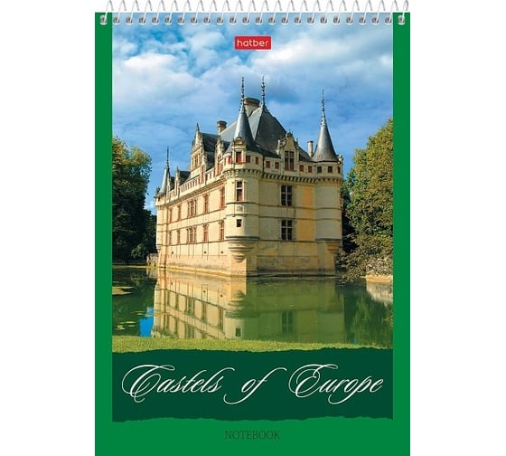 Блокнот Hatber Замки 60 л, А5, клетка, обложка мелованный картон, УФ-лак, на спирали, 4 шт в упаковке 04825 1