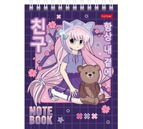 Блокнот Hatber Неко-Тян_аниме 40 л, А6, клетка, обложка мелованный картон, УФ-лак, 96 шт в упаковке 080468