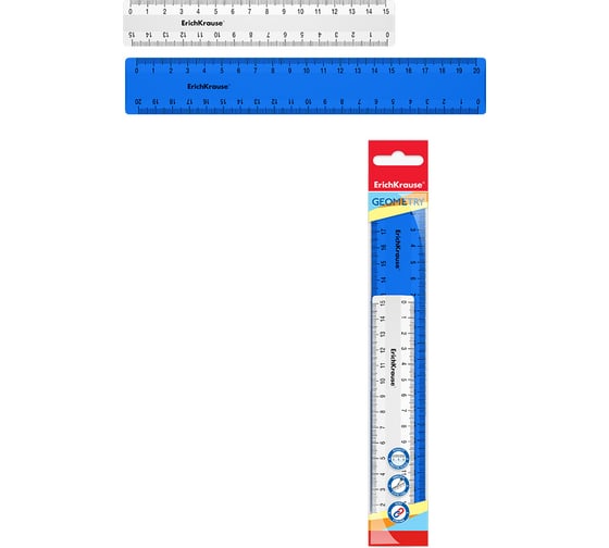Набор из 2 пластиковых линеек ErichKrause Classic, 15 см, 20 см, ассорти, в пакете 55531 1