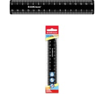 Линейка ErichKrause пластиковая Классика, 15 см, пакет, черная 53872
