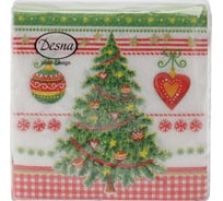 Бумажные салфетки EUROHOUSE 24х24 см, 1-слойные, новогодняя ель, 40 шт., desna design 57540
