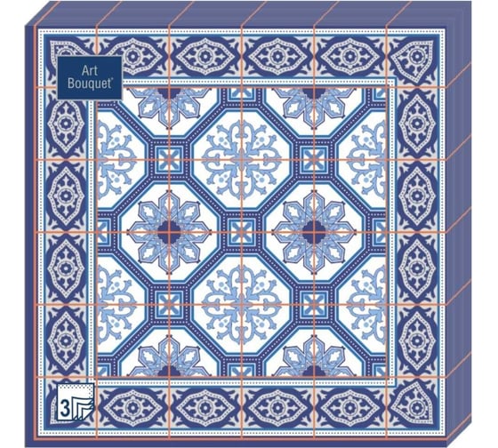 Салфетки EUROHOUSE Art Bouquet Азулежу 4, 33x33, 3-х слойные, 20 л. 37769 1
