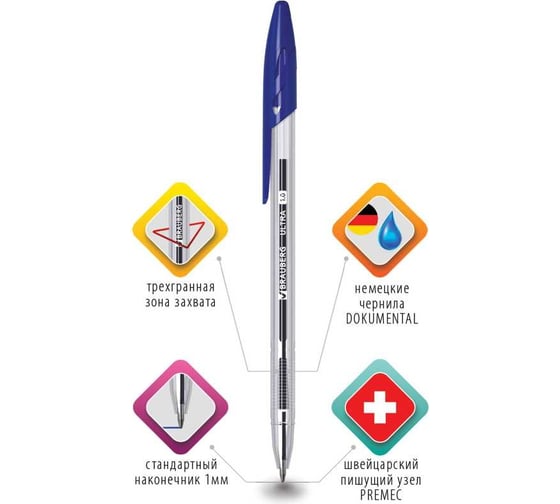 Шариковая ручка BRAUBERG ultra, синяя, 50 шт., чернила германия 880397