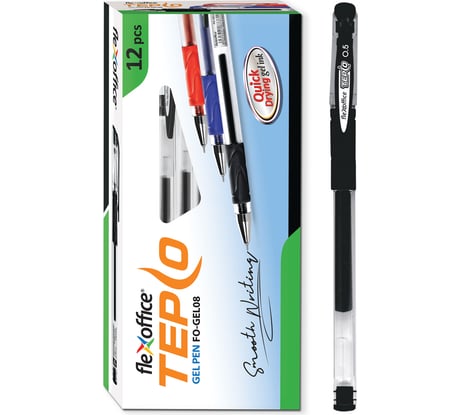 Гелевая ручка Flexoffice tepco черная, 12 шт. FO-GEL08 BLACK