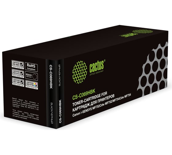 Лазерный картридж Cactus CS-C069HBK 069H черный, 7600 стр., для Canon i-SENSYS MF752Cdw MF752/MF754Cd 1961516 1