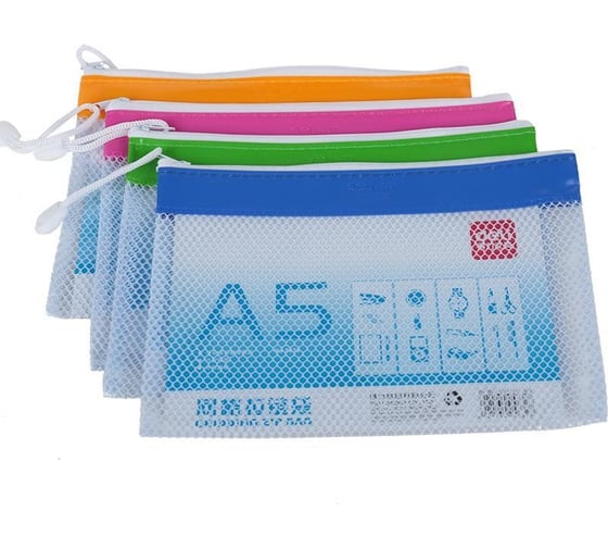 Папка-конверт на молнии DELI pvc, А5, структура соты, цвет в ассортименте 5832 1761817 1