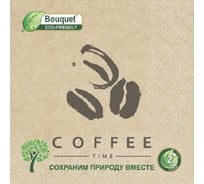 Бумажные салфетки EUROHOUSE Крафт Coffee time, Bouquet eco-friendly 33x33 см, 2 слоя, 25 л 37884