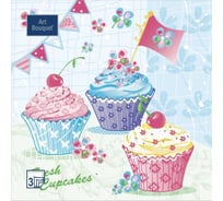 Бумажные салфетки EUROHOUSE Пирожные, АртБукет 33x33 см, 3-слойные, 20 шт. 37856