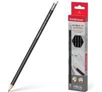 Чернографитный карандаш ErichKrause Jet Black, шестигранный, с ластиком, HB, 12 шт. 5605