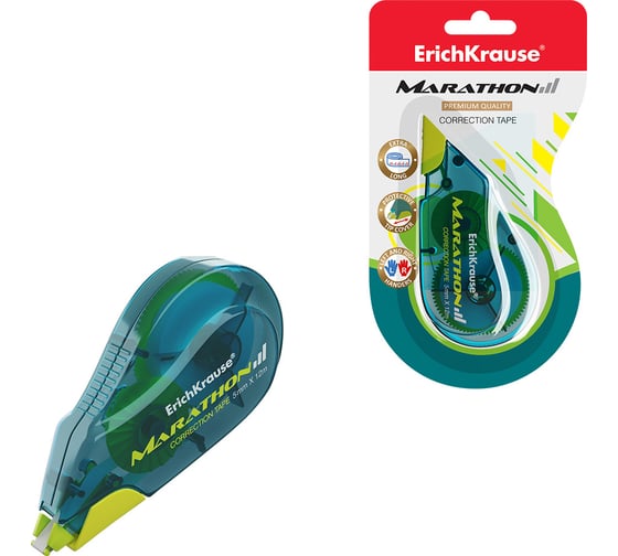 Корректирующая лента ErichKrause Marathon, 5мм х 12м, морской волны 53200