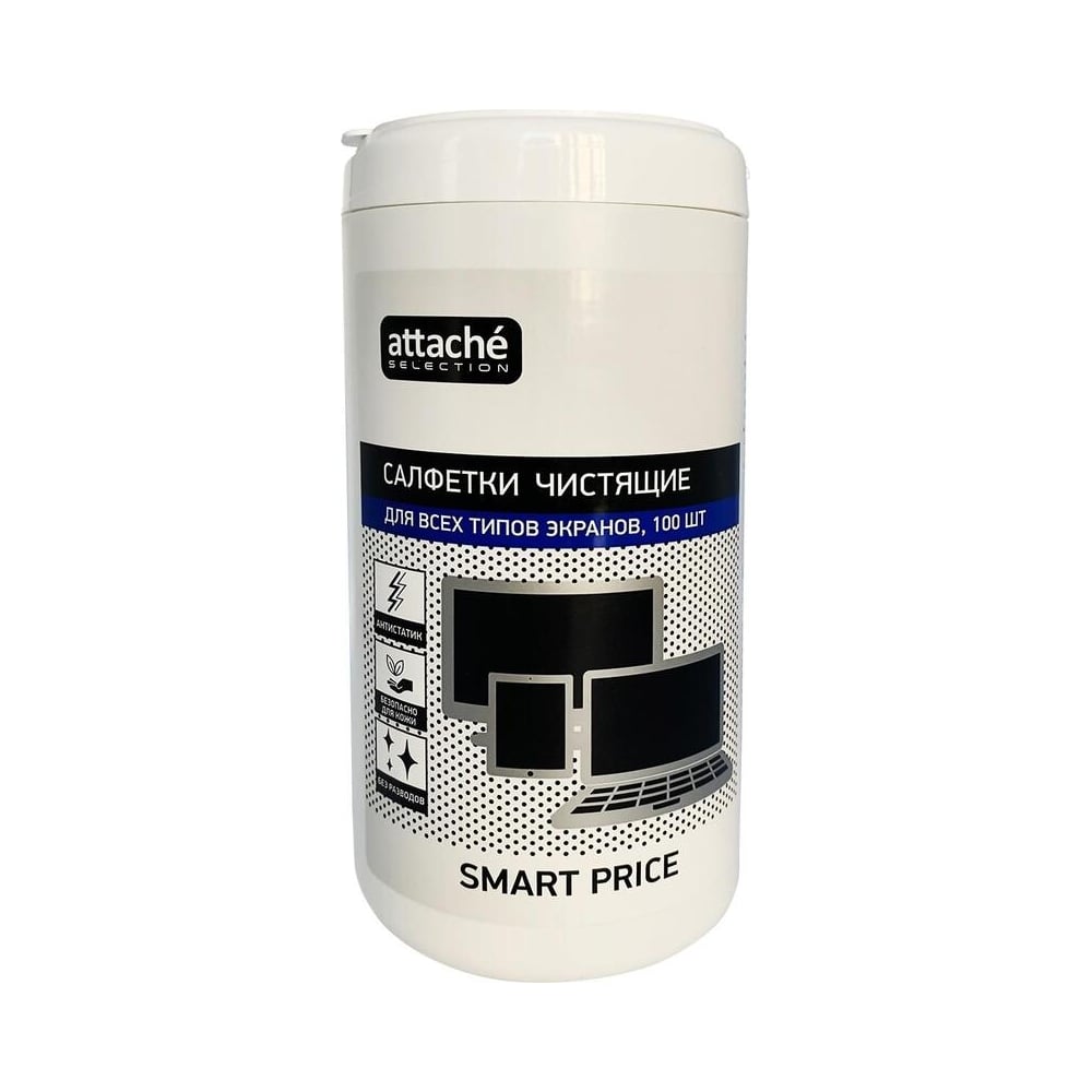 Салфетки для экранов Attache Selection smart price туба, 100 шт ...