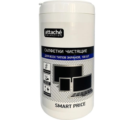 Салфетки для экранов Attache Selection smart price туба, 100 шт., 112x170 мбл 1763025 1