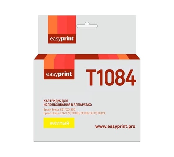Картридж EasyPrint (C13T0924/T1084/T0924) для Epson Stylus C91, CX4300, TX106, TX117, желтый, с чипом IE-T1084