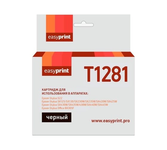 Картридж EasyPrint (C13T12814011/T1281) для Epson Stylus S22, SX125, Office BX305F, черный, с чипом IE-T1281 1