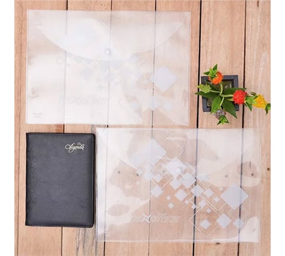 Папка на кнопке Flexoffice А4 прозрачная, 12 шт FO-CBF02 CLEAR