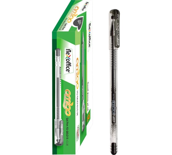 Ручка гелевая Flexoffice amigo черная, 12 шт FO-GEL015 BLACK 1
