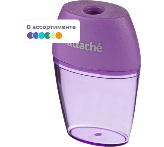 Точилка Attache bright colours 1 отверстие, цветной контейнер, ассорти 1384115