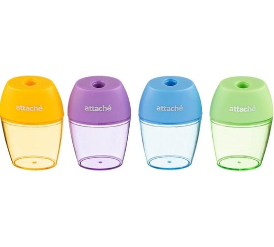 Точилка Attache bright colours 1 отверстие, цветной контейнер, ассорти 1384115