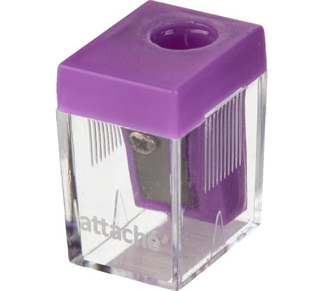 Точилка Attache на 1 отверстие, прямоугольная,c прозрачным контейнером, ассорти 1384110