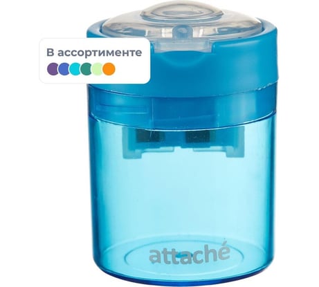 Точилка Attache на 2 отверстия, c цветным контейнером, ассорти 1384113