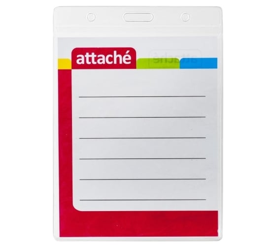 Бейдж Attache 120x87 мм 113x70 мм, вертикальный, металлический зажим, тесьма синяя 10 шт в упаковке 1690947