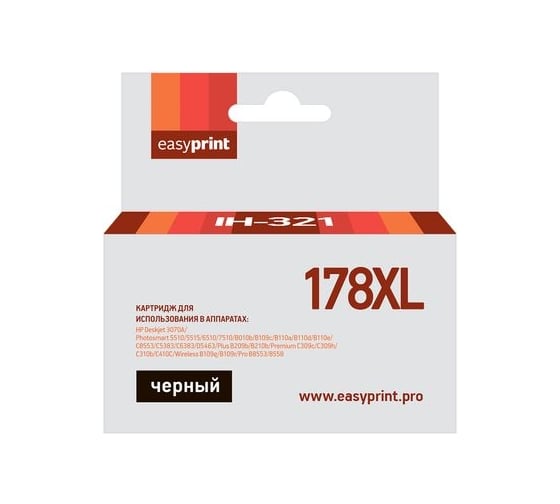 Картридж EasyPrint (CB321HE/CB321/CN684HE/178XL/178 XL) для HP Deskjet 3070A, Photosmart 5510, 6510, C8583, черный, с чипом IH-321