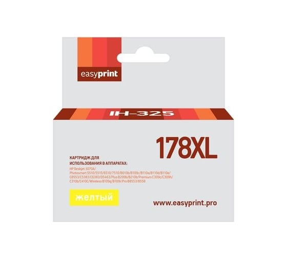 Картридж EasyPrint (CB325HE/CB320HE/178XL/178 XL) для HP Deskjet 3070A, Photosmart 5510, 6510, C8583, желтый, с чипом IH-325