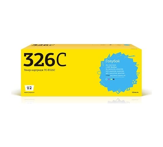 Картридж T2 (TN-326C/TN326C/326C) для Brother HL-L8250CDN, 8350CDW, DCP-L8400CDN, 8450CDW, MFC-L8650CDW, 8850CDW (3500 стр.) голубой TC-B326C 1