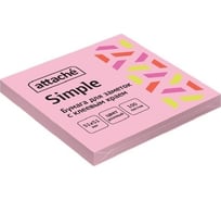 Стикеры Attache simple 51x51 мм пастельные розовые 1 блок, 100 листов 1495389