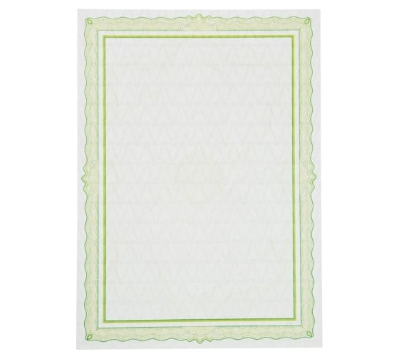 Сертификат-бумага Attache А4 зелен рамка с узором с водян знаками, 50 шт в упаковке 1475784 1