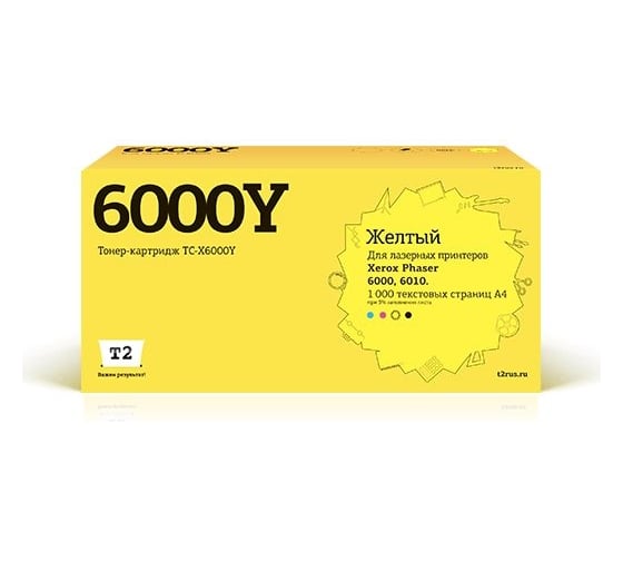 Тонер-картридж T2 (106R01633/6000/6010/6015) для Xerox Phaser 6000, 6010, WC6015 (1000 стр.) желтый, с чипом TC-X6000Y 1