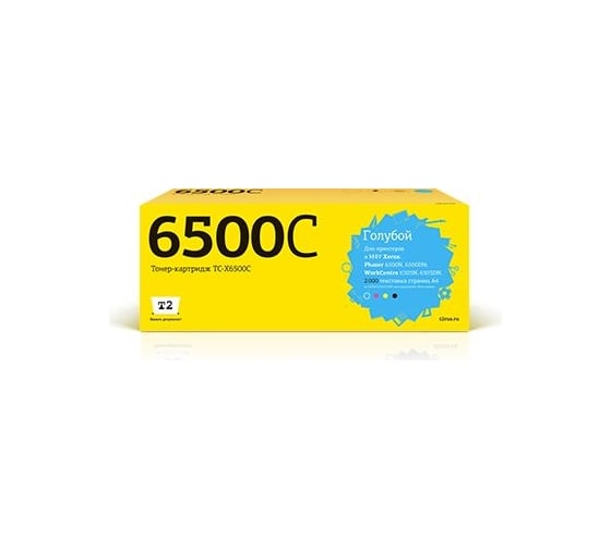 Тонер-картридж T2 (106R01601/6500/6505) для Xerox Phaser 6500N, 6500DN, WorkCentre 6505N, 6505DN (2000 стр.) голубой, с чипом TC-X6500C 1